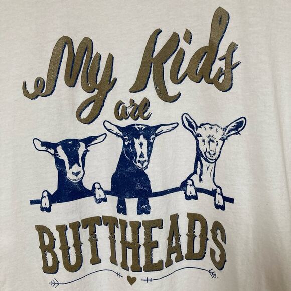 "My Kids are Buttheads" Woman’s T Shirt Goat Lovers White Size L Short Sleeve - Picture 2 of 4